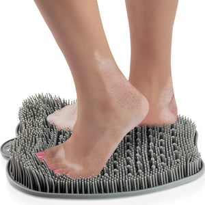 LOVE, LORI Premium Shower Foot Scrubber - Foot Scrubber in Shower - Non Slip Suction Cups for Smooth Exfoliation (Grey)