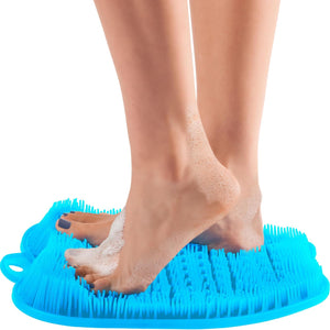 Love, Lori Premium Shower Foot Scrubber (XL) - Foot Scrubber in Shower - Non Slip Suction Cups for Smooth Exfoliation (Blue)