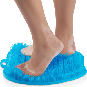 Love, Lori Foot, Back Scrubber for Shower – Premium Silicone Shower Foot Scrubber Mat – Bathroom Accessories Apartment Essentials (Blue)