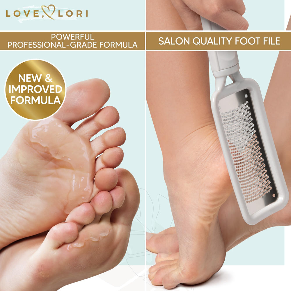 LOVE, LORI Foot Scrubber File & Callus Remover Gel Bundle - Feet Scrubber Dead Skin - Foot Spa Kit