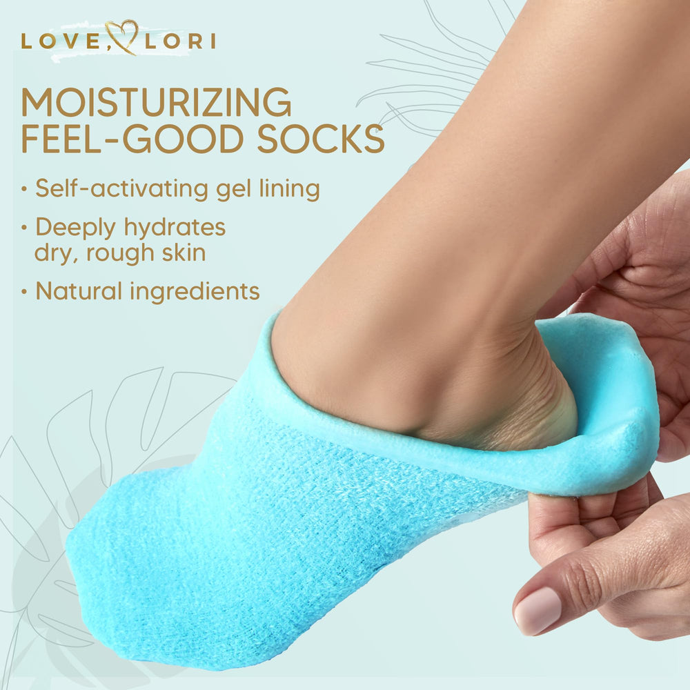 LOVE, LORI Moisturizing Socks & Gel Socks, Foot Care Heel Socks for Dry Cracked Feet - Cracked Heel Repair Treatment   Healthy Feet   Stocking Stuffers for Women (Fits up to Women Size 8.5)