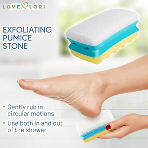 Pumice Stone for Feet - 2 in 1 Scrubber with Soap - Foot Care & Pedicure Kit - Galentines Day Gifts