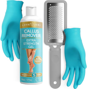 LOVE, LORI Foot Scrubber File & Callus Remover Gel Bundle - Feet Scrubber Dead Skin - Foot Spa Kit