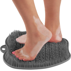 LOVE, LORI Premium Shower Foot Scrubber (XL) - Foot Scrubber in Shower - Non Slip Suction Cups for Smooth Exfoliation (Grey)