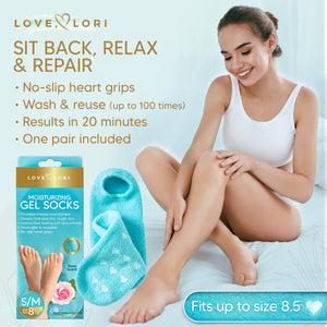 Premium Quality Moisturizing Socks - Silicone Socks for Dry Feet Treatment (Up to Size 8.5) Gifts for Women, Gel Socks