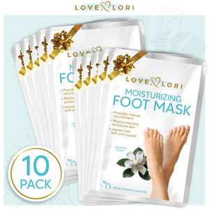 LOVE, LORI Foot Moisturizer Socks (10 Pack) - Foot Mask Moisturizing for Dry Cracked Feet & Heel - Feet Mask for Baby Feet - Foot Care for Women - Self Care Spa Gifts for Women