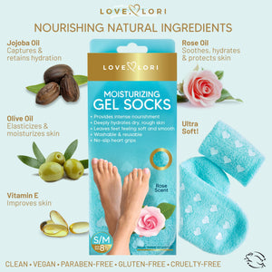 LOVE, LORI Moisturizing Socks & Gel Socks, Foot Care Heel Socks for Dry Cracked Feet - Cracked Heel Repair Treatment   Healthy Feet   Stocking Stuffers for Women (Fits up to Women Size 8.5)