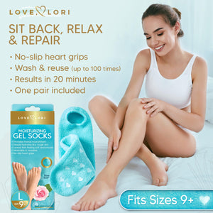 Silicone Socks for Dry Feet Treatment - Moisturizing Socks for Women Foot Care (Sizes 9-11) - Gel Socks for Foot Spa