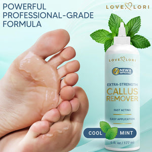 LOVE, LORI Callus Remover for Feet (Extra Strength) Foot Scrubber Dead Skin Callus Gel - Professional Pedicure Feet Scraper Spa Essential, 6oz