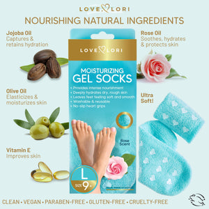 Silicone Socks for Dry Feet Treatment - Moisturizing Socks for Women Foot Care (Sizes 9-11) - Gel Socks for Foot Spa