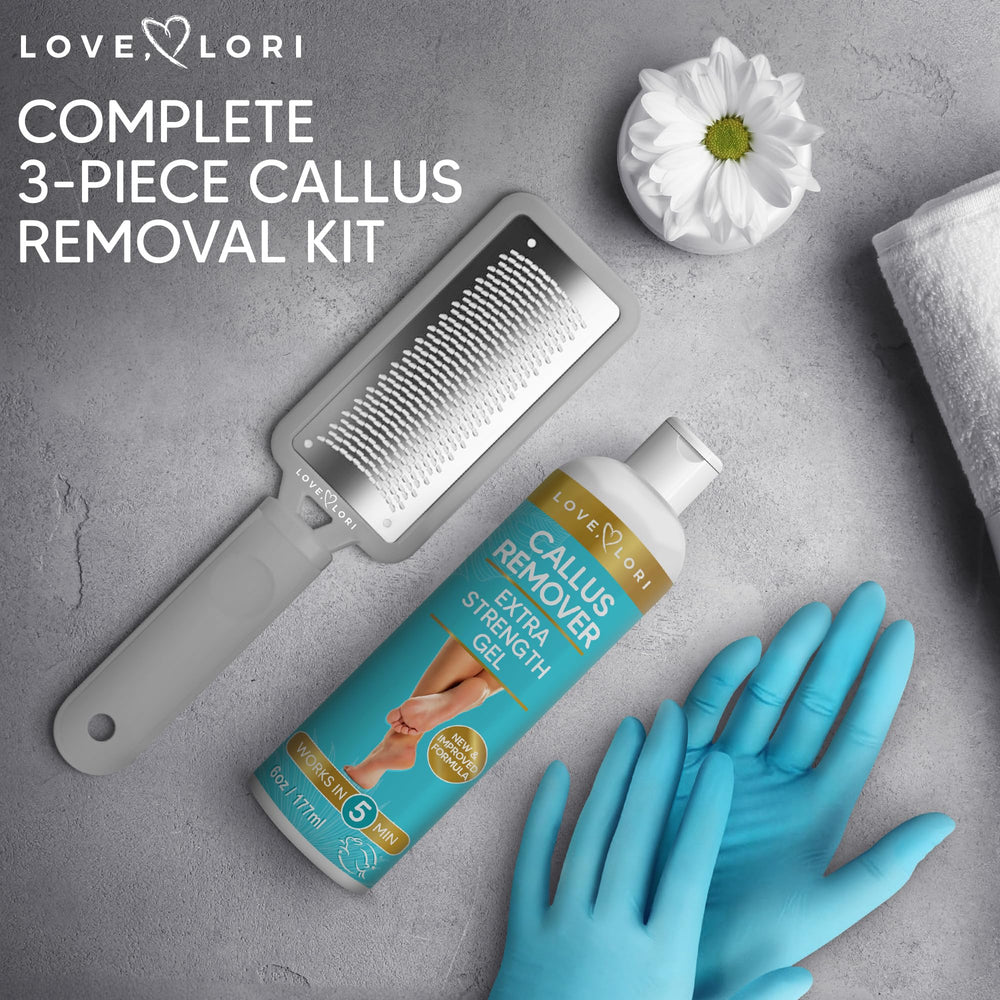 LOVE, LORI Foot Scrubber File & Callus Remover Gel Bundle - Feet Scrubber Dead Skin - Foot Spa Kit