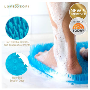 Love, Lori Foot, Back Scrubber for Shower – Premium Silicone Shower Foot Scrubber Mat – Bathroom Accessories Apartment Essentials (Blue)