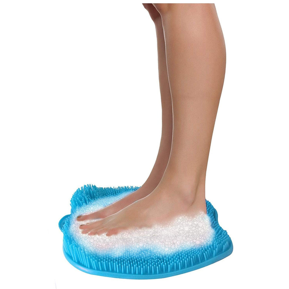 Foot Scrubber Back Scrubber for Shower   Premium Silicone Shower Foot Scrubber Mat   Bathroom Accessories Apartment Essentials (Blue)